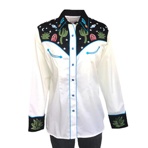 Ladies' Rockmount Cactus & Stars Embroidered Shirt Front