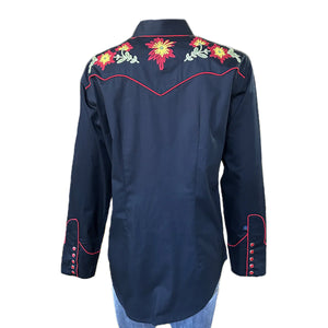 Rockmount Ranch Wear Women's Floral Embroidered Shirt Black Back