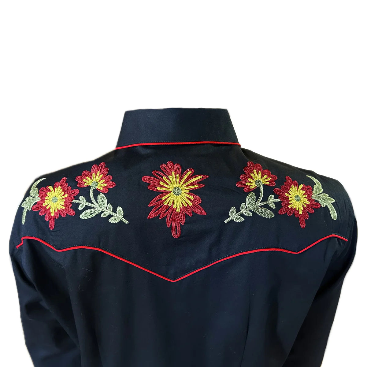 Rockmount Ranch Wear Women's Floral Embroidered Shirt Black Back