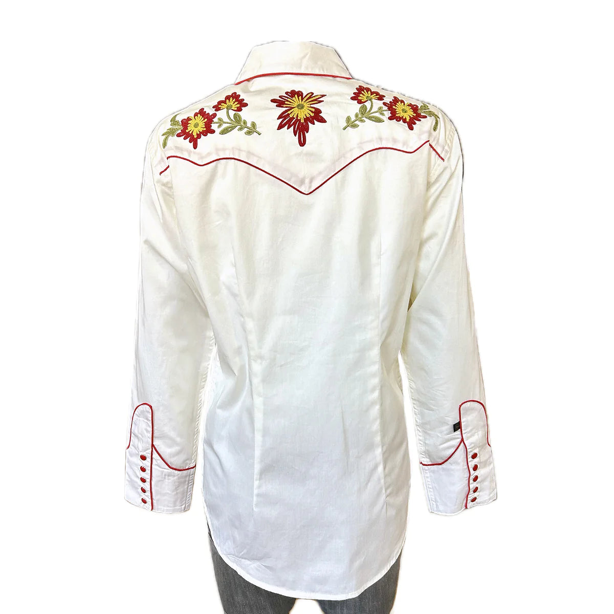 Rockmount Ranch Wear Women's Floral Embroidered Shirt Ivory Back