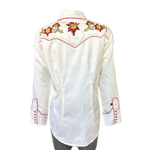 Rockmount Ranch Wear Women's Floral Embroidered Shirt Ivory Back