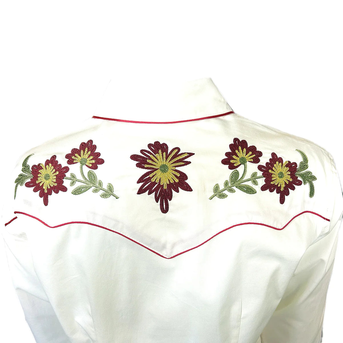 Rockmount Ranch Wear Women's Floral Embroidered Shirt Ivory Back