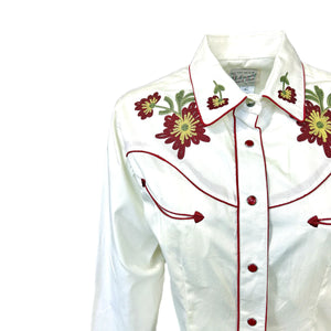 Rockmount Ranch Wear Women's Floral Embroidered Shirt Ivory Front