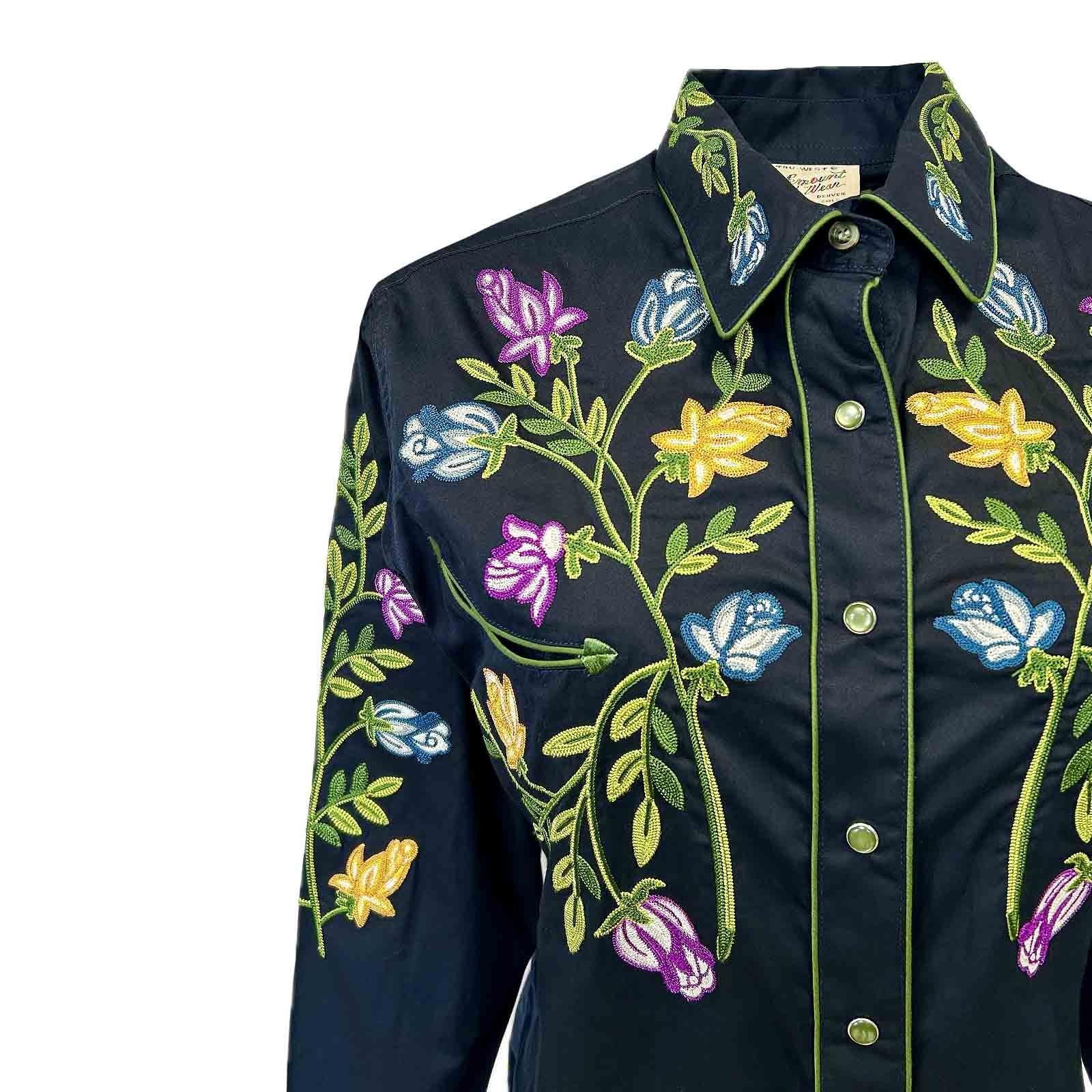 Rockmount Ladies' Floral Embroidery Navy Front