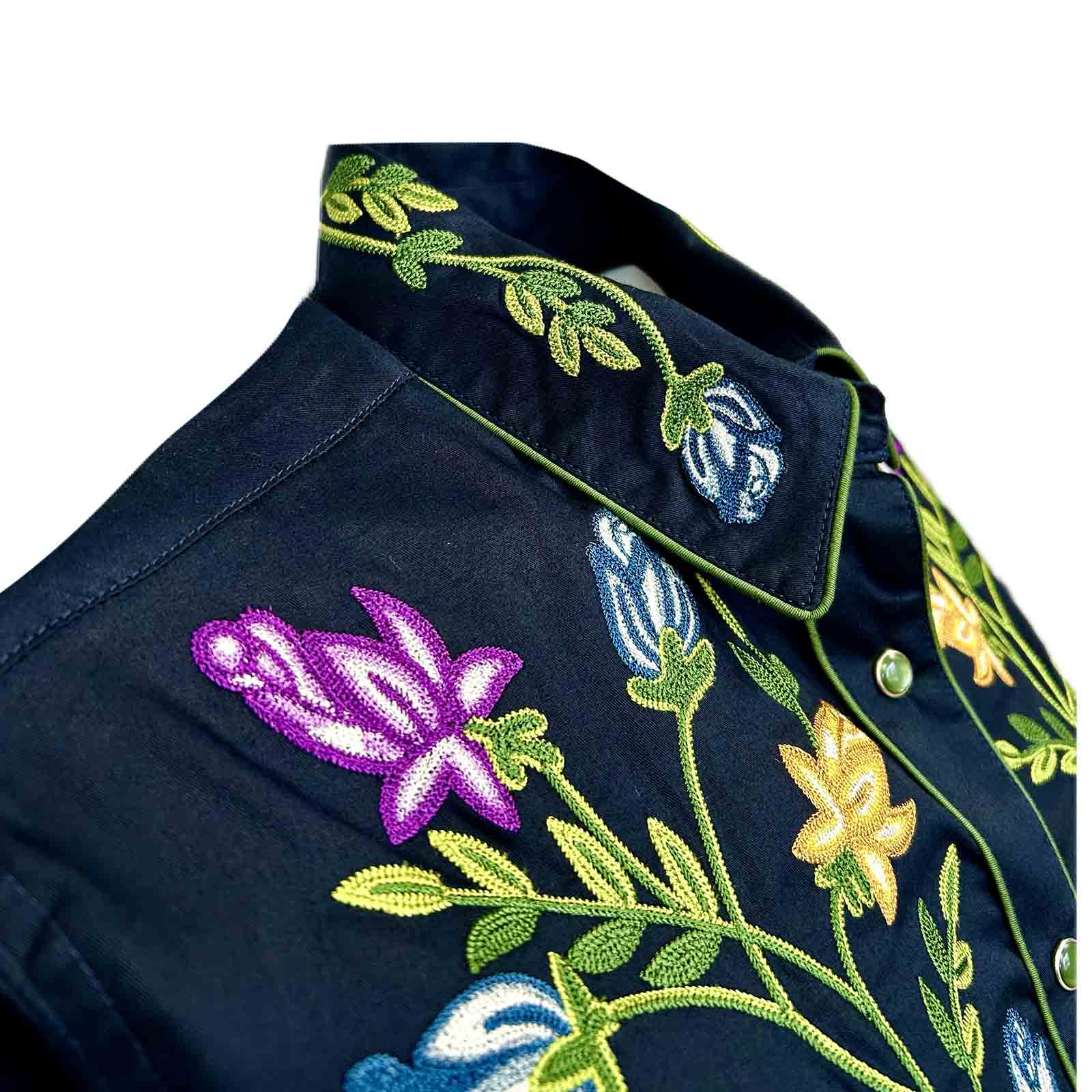 Rockmount Ladies' Floral Embroidery Navy Front
