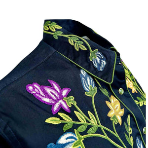 Rockmount Ladies' Floral Embroidery Navy Front
