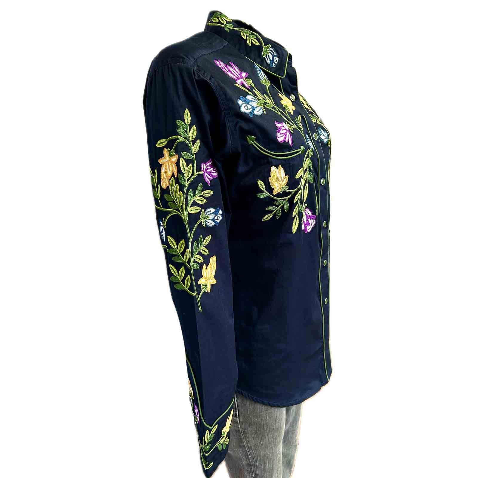Rockmount Ladies' Floral Embroidery Navy Side