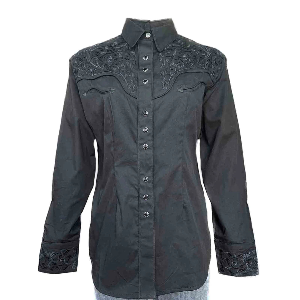 Rockmount Ladies Fancy Tooling Black Front