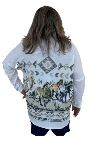 Liberty Wear Ladies' Cardigan Desert Horses Back