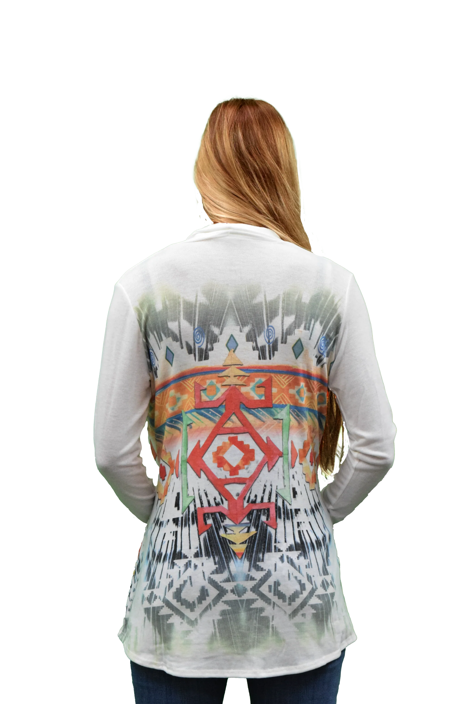 Liberty Wear Ladies' Cardigan Aztec Sage Back