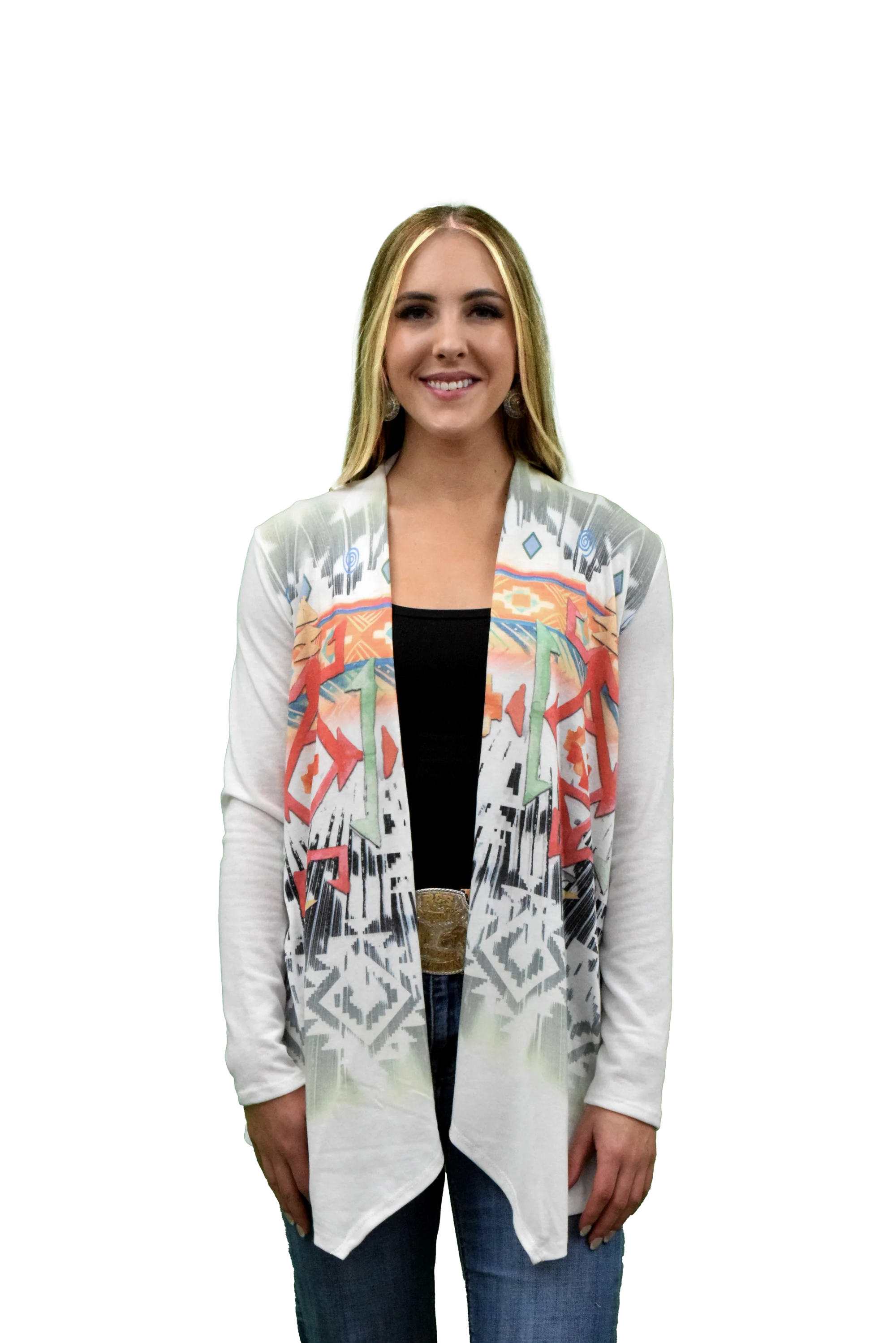 Liberty Wear Ladies' Cardigan Aztec Sage Front