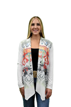 Liberty Wear Ladies' Cardigan Aztec Sage Front