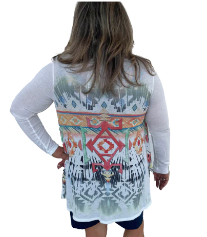 Liberty Wear Ladies' Cardigan Aztec Sage Back