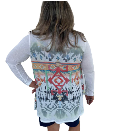 Liberty Wear Ladies' Cardigan Aztec Sage Front
