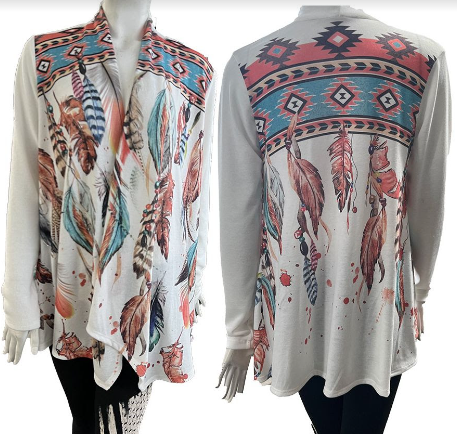 Liberty Wear Ladies' Cardigan Vibrant Feathers