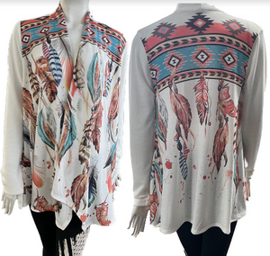 Liberty Wear Ladies' Cardigan Vibrant Feathers