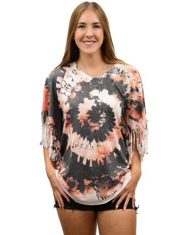 Liberty Wear Ladies' Tie Dye Fringed Poncho 
