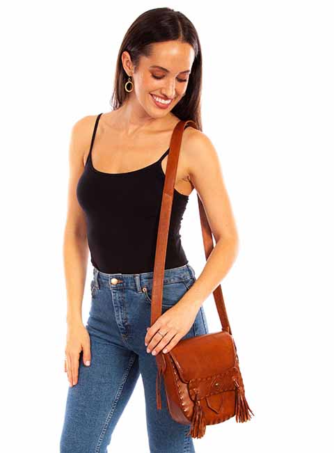 Scully Ladies' Shoulder Bag with Pick Stitch