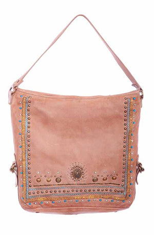 Scully Ladies' Large Pebbled Bucket Shoulderbag Sand Front