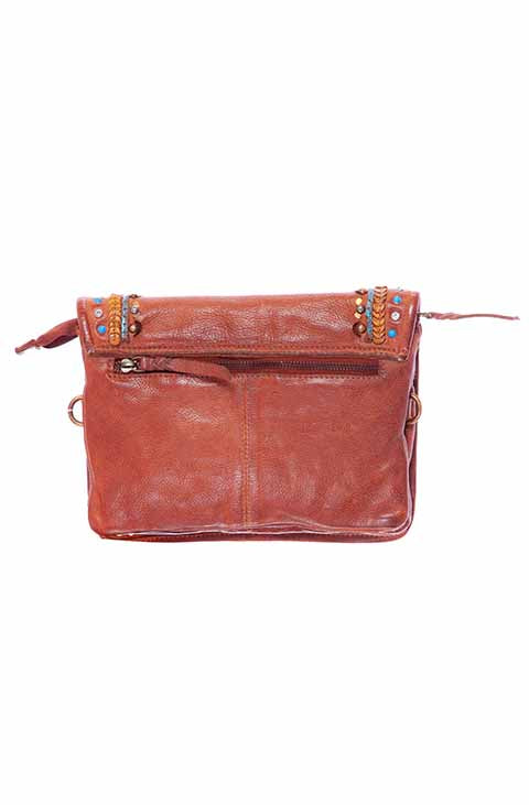 Scully Ladies' Soft Pebbled Leather Mini Shoulderbag Back Cognac