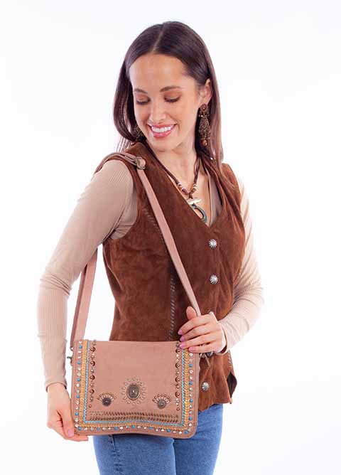 Scully Ladies' Soft Pebbled Leather Mini Shoulderbag Sand