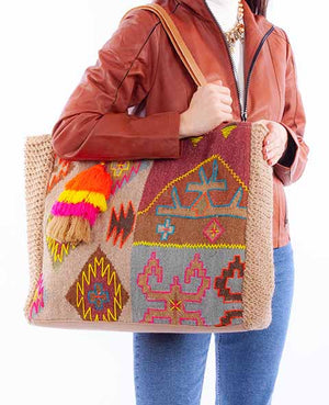 Western Shoulder Tote Southwest Neon Print