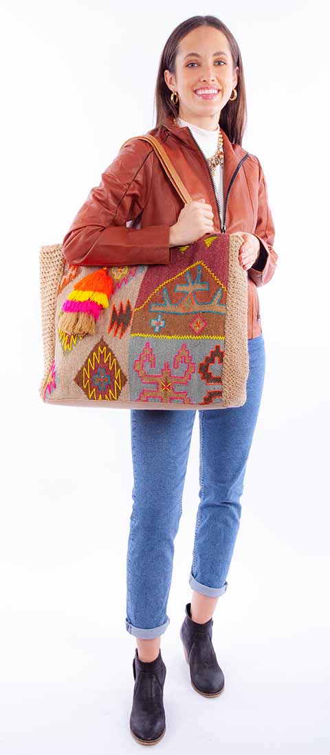 Western Shoulder Tote Southwest Neon Print