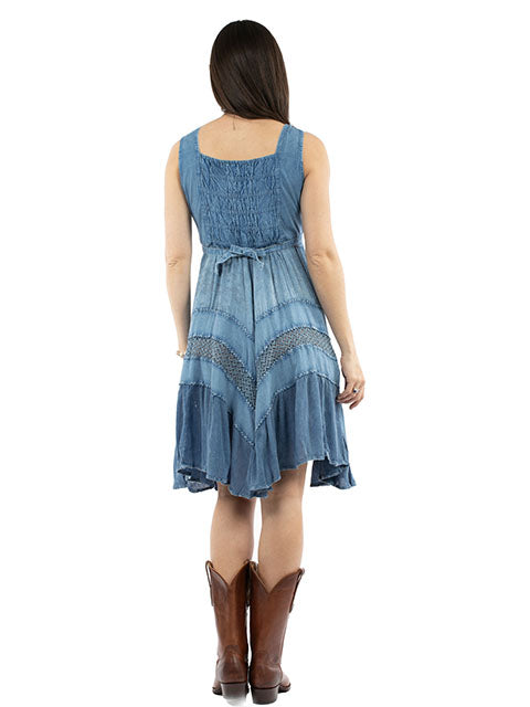 Scully Ladies' Honey Creek Short Tank Dress Denim Back