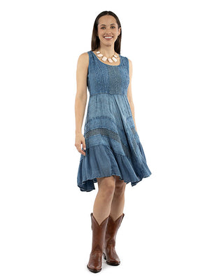 Scully Ladies' Honey Creek Short Tank Dress Denim Front