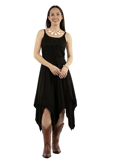 Scully Ladies' Honey Creek Dress Handkerchief Hem Black Front