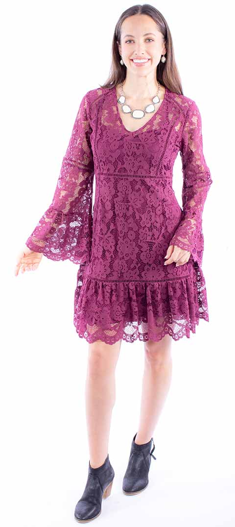 Scully Honey Creek Lace Dress Merlot Front