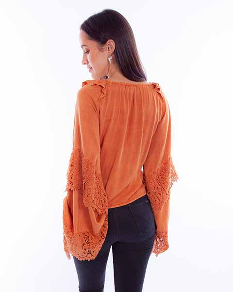 Scully Ladies' Honey Creek Smock Front Blouse Russet