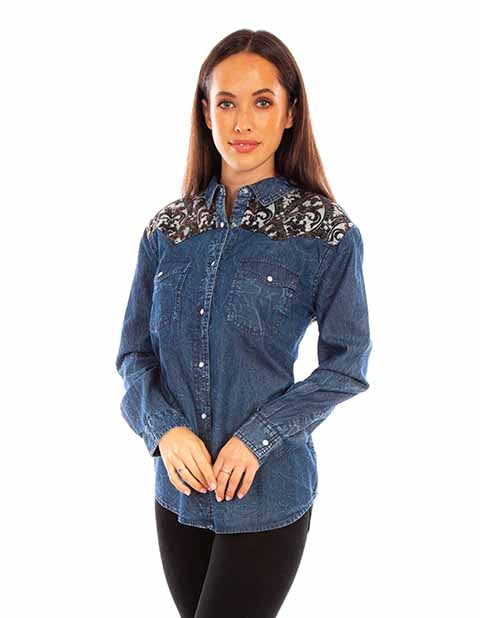 Scully Ladies' Honey Creek Vintage Denim Front