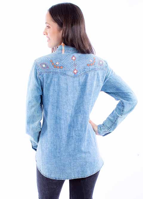 Scully Ladies' Honey Creek Acid Wash Denim Front