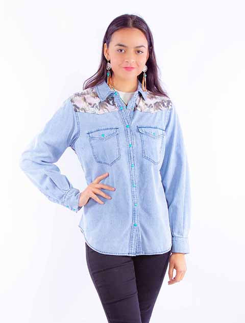 Scully Ladies' Honey Creek Denim with Running Horses 