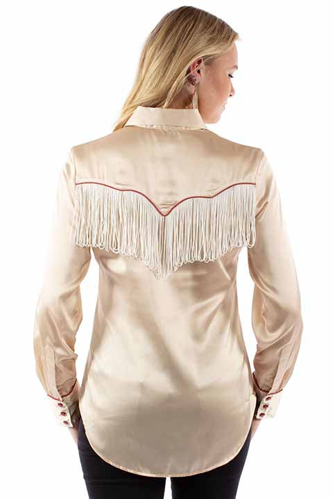 Scully Ladies' Honey Creek Retro Fringe Shirt Tan Back