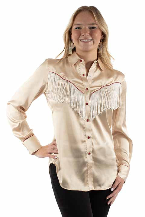 Scully Ladies' Honey Creek Retro Fringe Shirt Tan