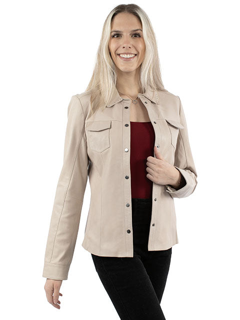 Scully Ladies' Leather Jacket Contemporary Lamb Vanilla Front
