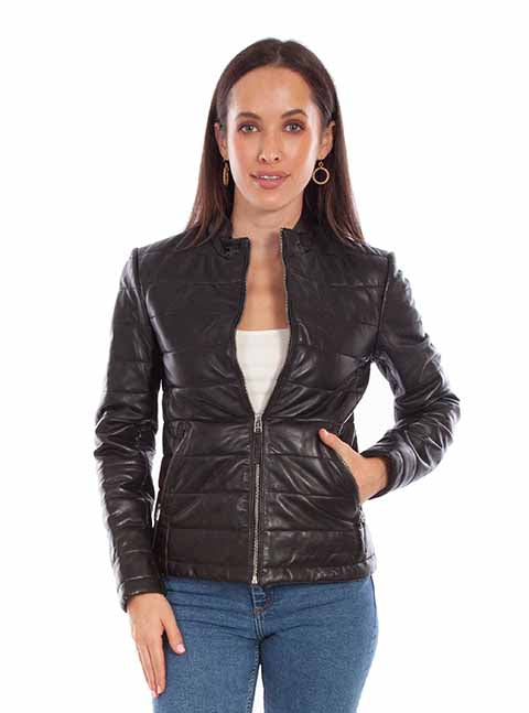 Scully Ladies' Leather Ribbed Jacket Front