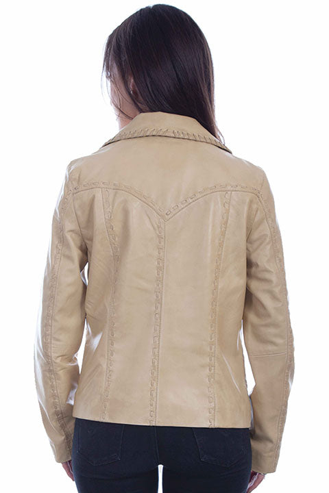 Scully Ladies' Soft Fit Creme Leather Jacket Front