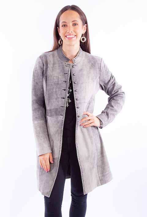 Scully Ladies' Soft Grey Knee Length Coat Front