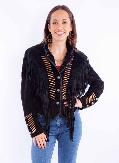 Scully Ladies' Suede Fringe with Whip Stitch Old Rust Front
