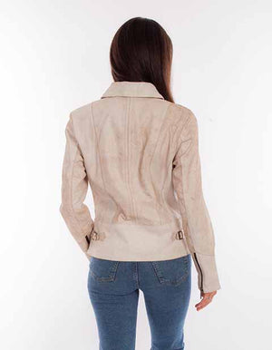 Scully Ladies' Zip Front Jacket with Conchos Cream Back