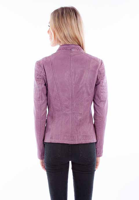 Scully Ladies' Zip Front Leather Jacket Lavender Back