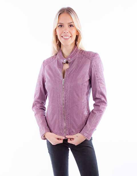 Scully Ladies' Zip Front Leather Jacket Lavender 