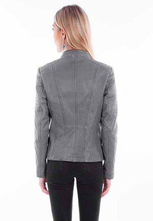 Scully Ladies' Zip Front Leather Jacket Sky Back