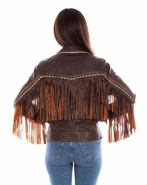 Scully  Ladies' Leather Fringe Jacket Chocolate Front