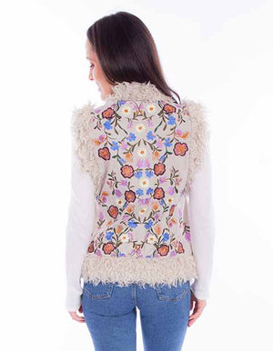 Women's Leather Jacket Suede Collection: Scully Embroidered Faux Fur Vest