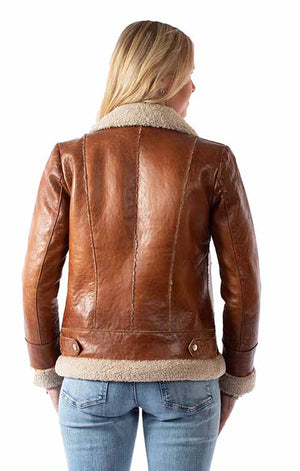 Scully Ladies' Leather Jacket with Faux Fur Accents Back