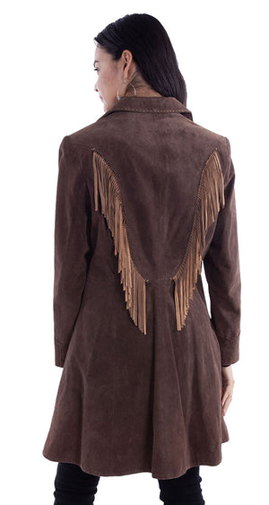 Scully Ladies' Fringe Suede Car Coat Back